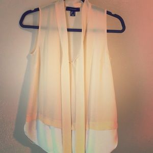 Cream and white chiffon blouse